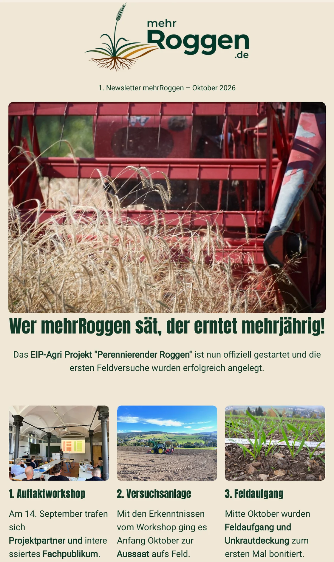 Titelseite des 1. Newsletters, Oktober 2026